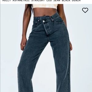 PRINCESS POLLY ASYMMETRIC STRAIGHT LEG JEANS.